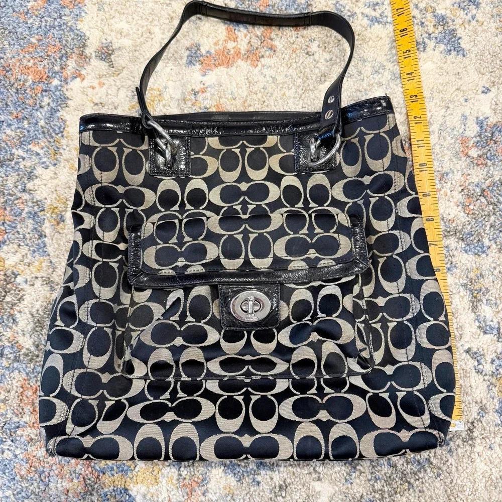 Vintage Coach Y2K Signature C Jacquard Shoulder Bag Wallet Black Designer